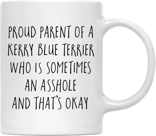 Vista 136 de Andaz Press Funny Dog - Taza de café de 11 onzas, regalo de broma, orgulloso padre de un afenpinscher que es a veces un gilipollas y eso está bien