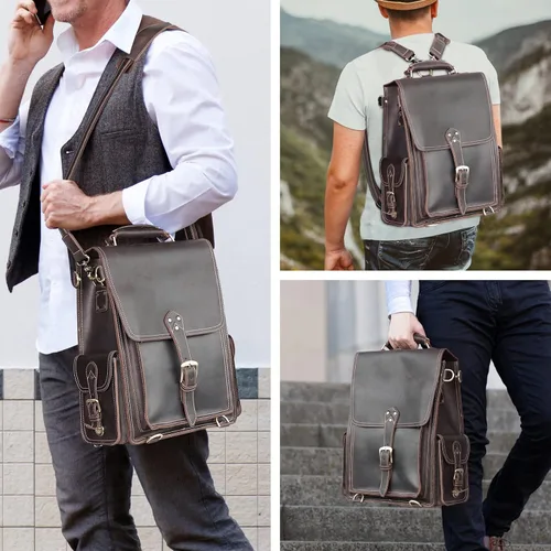 Vista 5 de Polare - Mochila de cuero de grano completo para hombre