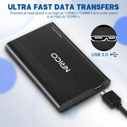 Vista 6 de NRICO Disco duro externo portátil ultradelgado USB3.0 HDD Almacenamiento compatible para PC, computadora de escritorio, laptop, Mac, PS4, Xbox One