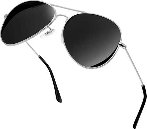 Vista 7 de KANASTAL Aviator Sunglasses Men Women Military Polarized Sunglasses UV400 Negro/Negro