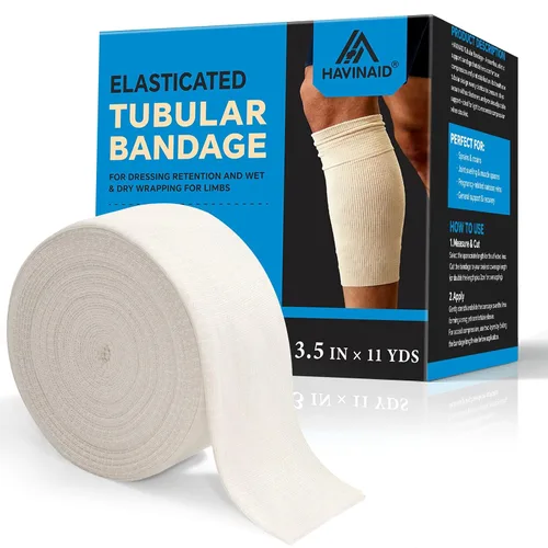 Vista 9 de Vendaje de soporte tubular elástico sin látex con tela Stockinette, manga de compresión tubular transpirable para soporte de articulaciones