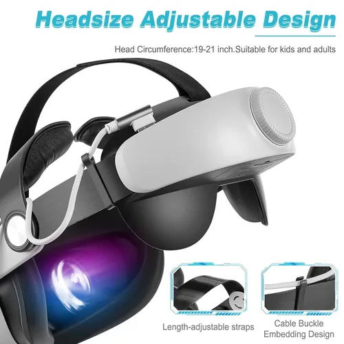 Vista 3 de KKCOBVR Q2 Head Strap with 5200 mAh Battery for Oculus Quest 2 Battery PackVR Replacement for Quest 2 Elite Strap VR Game Accessories Gravity