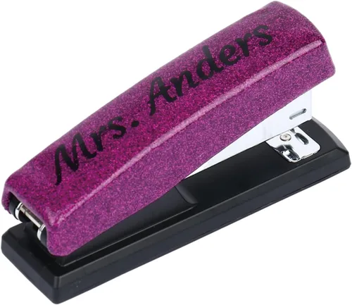 Vista 9 de OXYEFEI Linda engrapadora personalizada con purpurina, engrapadora para escritorio, grapadora para aula, oficina, sin grapa, regalo de Navidad, Verde