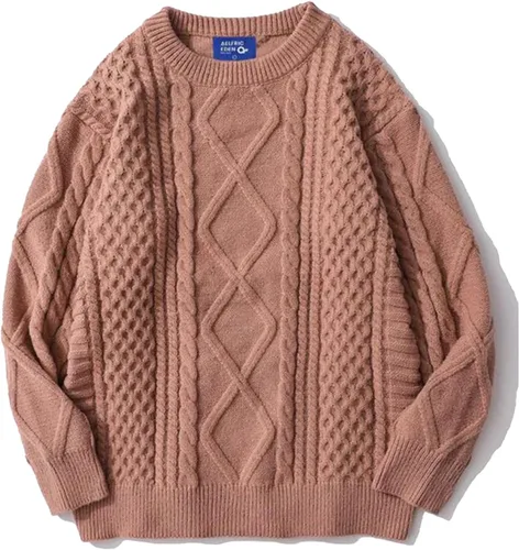 Vista 13 de Aelfric Eden Oversized Knit Sweater Solid Vintage Pullover Unisex Woven Crewneck Knitted Tops