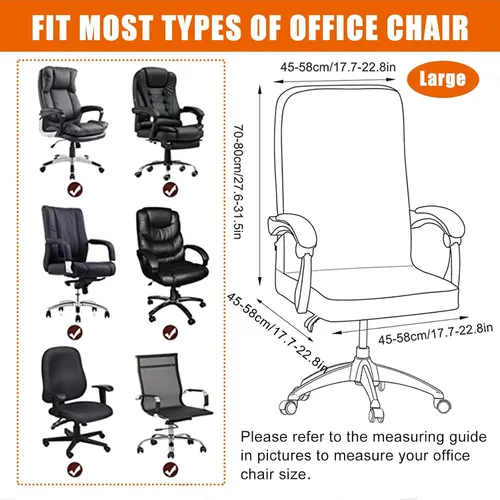 Vista 6 de CRFATOP Funda elástica para silla de oficina de computadora con cremallera duradera, funda para silla de escritorio giratoria universal, respaldo