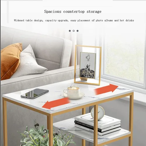 Vista 2 de Mesa auxiliar, mesa auxiliar rectangular de lujo ligera, adecuada para sofá, gabinete en sala de estar, mesa pequeña simple en el dormitorio