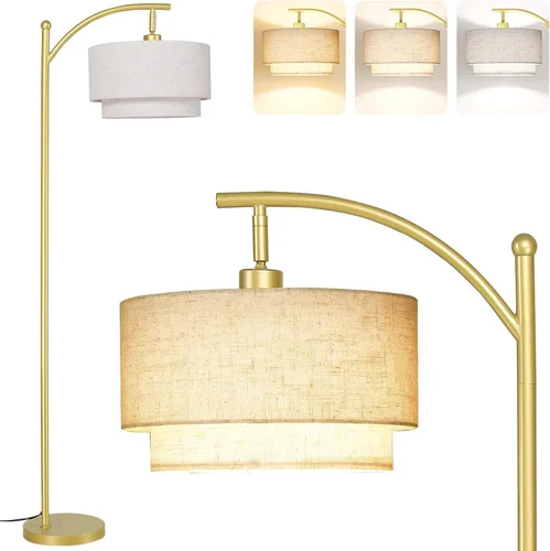 Vista 12 de Lámparas de pie SUNMORY para sala de estar con bombilla LED de 12W, lámpara de pie de arco con 3 temperaturas de color, lámparas de pie modernas
