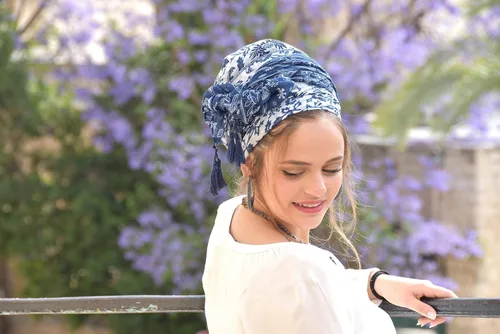 Vista 5 de Increíble pañuelo de cabeza blanco azul suave Tichel, redecilla para el cabello, bufanda para la cabeza, cubierta de cabeza, cubierta de cabeza