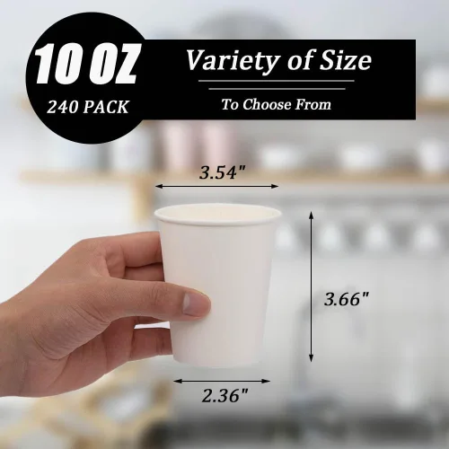 Vista 2 de Lamosi Paquete de 240 tazas de papel de 10 onzas, tazas de café desechables de 10 onzas, tazas para bebidas calientes/frías para agua, jugo o té