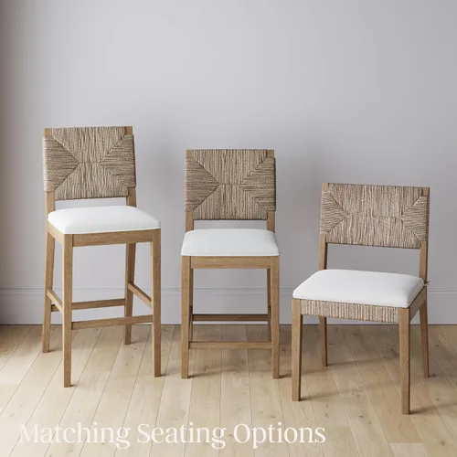 Vista 12 de Nathan James Silla de comedor Beacon Boho, silla de comedor Boucle con acento de fibra de mar y patas de madera maciza, crema Boucle/marrón claro
