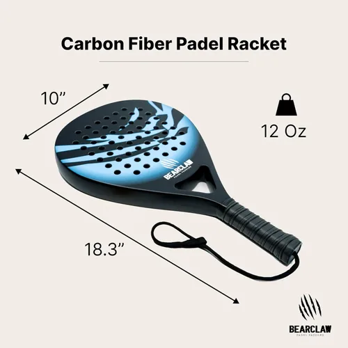 Vista 2 de Padel Racket Carbon Fiber Surface with EVA Memory, Flex Foam Core - Lightweight Padel Racquet