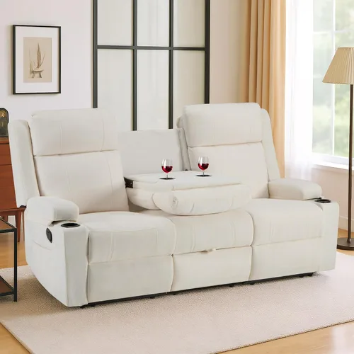 Vista 19 de Sofá biplaza reclinable manual, sofá reclinable de 2 plazas