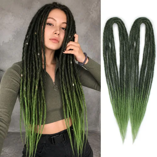 Vista 31 de Kraler Extensiones de Rastas Azules de Doble Extremo de 18 Pulgadas, 20 Hebras Sintéticas DE Extensiones de Rastas Hechas a Mano, Estilo de Rastas