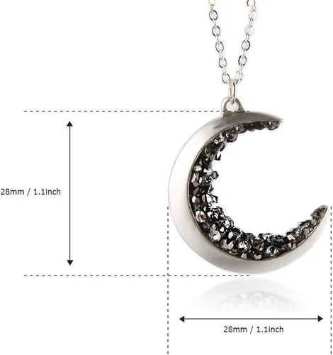 Vista 2 de Collar de luna creciente y circonita negra, 24.8in