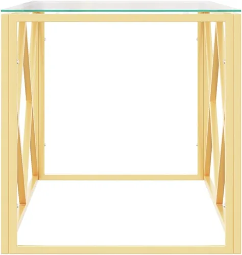 Vista 5 de Mesa auxiliar con mesa central de almacenamiento para sala de estar, mesa de café de 43.3 x 17.7 x 17.7 pulgadas, acero inoxidable y vidrio.