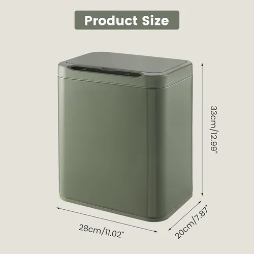Vista 3 de ELPHECO Basurero de acero inoxidable para oficina, con sensor de movimiento, sin contacto, cubo de basura inteligente automático para cocina, Verde
