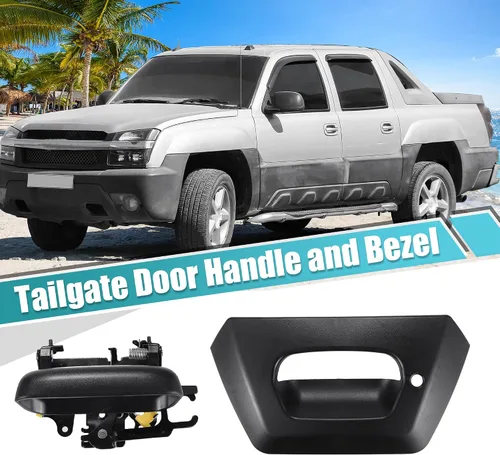 Vista 2 de uxcell 1 juego de manija de puerta trasera y bisel para Chevy Avalanche 1500 2500 Pickup Trunk 2002-2006 negro