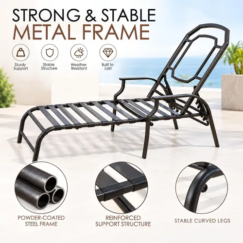 Vista 3 de Kozyard Maya Chaise Lounge - Silla reclinable para patio al aire libre Canela