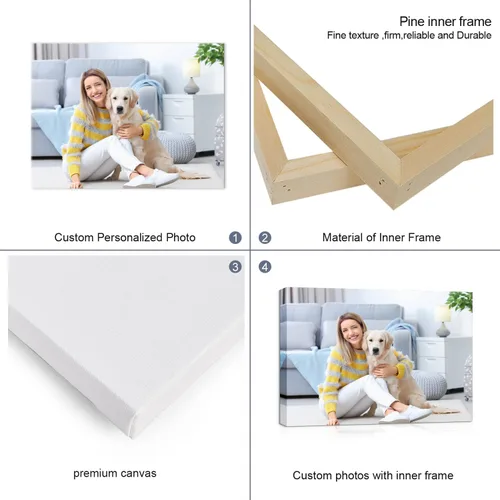 Vista 4 de Impresiones en lienzo personalizadas. Convierte las fotos en un impresionante arte de pared enmarcado, perfecto para decoración del hogar, regalos.