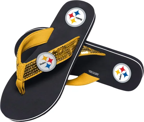 Vista 23 de FOCO Womens NFL Team Logo Sequin Strap Sandals Flip Flops