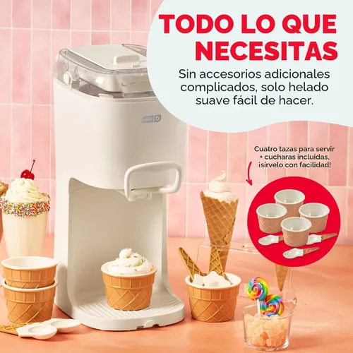 Vista 5 de Dash Máquina de helado suave Yogur congelado, sorbete y gelato – Máquina de helado de encimera para el hogar con tazón congelador, canal