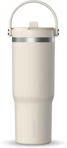 Vista 19 de Hydrapeak Nomad - Vaso de 32 onzas con asa y tapa con popote, a prueba de fugas, doble aislamiento, vaso de acero inoxidable de 32 onzas (almendra)