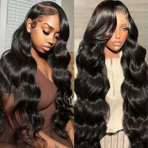 Vista 12 de Pelucas de Encaje Frontal de 24 Pulgadas de Cabello Humano para Mujeres Negras 13x4 Pelucas de Ondas Corporales Sin Pegamento de Cabello Humano