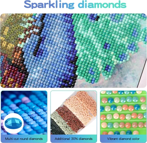 Vista 4 de Kit de pintura de diamantes 5D por números, kit de arte de diamantes de tractor de granja para adultos, pintura de diamantes de imitación de cristal