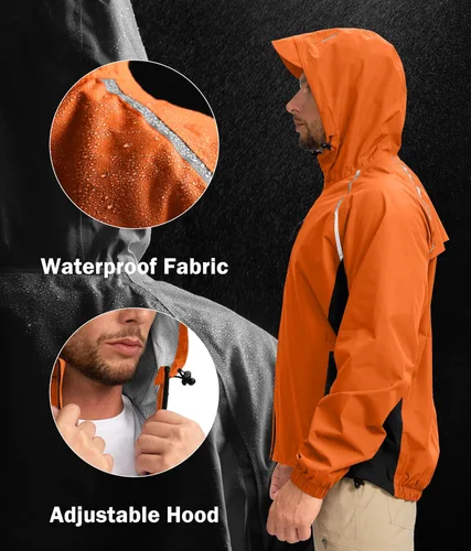 Vista 2 de Chaqueta impermeable para hombre, para ciclismo, correr, ligera, plegable, cortavientos, con capucha, equipo de golf, senderismo, impermeable