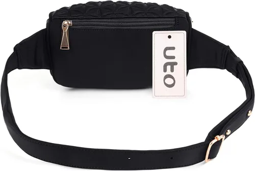 Vista 5 de UTO Riñonera convertible para mujer, bolsa de pecho convertible en relieve, a la moda, ligera, para viaje