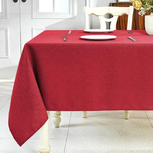 Vista 15 de IVAPUPU Mantel de Lino Texturizado para Mesa Rectangular - Mantel de Tela Impermeable Rectangular Sin Arrugas Limpiable Cubierta de Comedor
