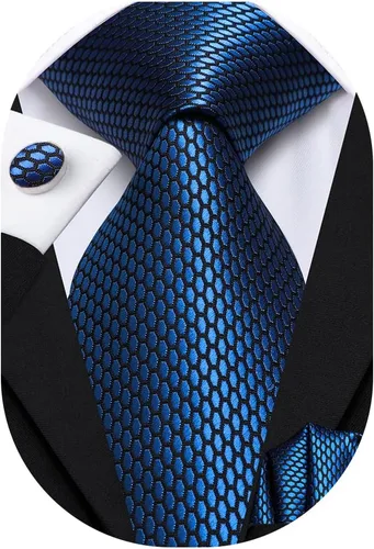Vista 202 de Dubulle Corbata tejida de cachemira para hombre y gemelos de pañuelo para hombre, conjunto de gemelos para boda formal y negocios