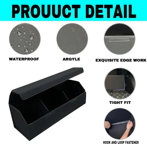 Vista 8 de Organizador plegable para maletero de automóvil, ajuste personalizado para Toyota Camry 2018-2025 Sedán, 30.7 x 11 x 11 pulgadas, caja