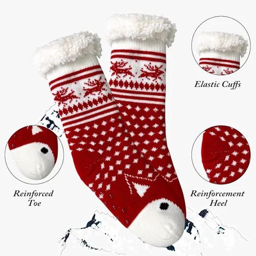 Vista 3 de ZAKASA Calcetines tipo pantufla para mujer, suaves y cómodos, con forro polar para mujeres y niñas