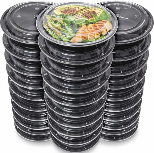 Vista 12 de Prep_Naturals_circles_containers BPA-Free Plastic Meal Prep Containers - Airtight Lids, Microwave & Freezer Safe for Portion Control