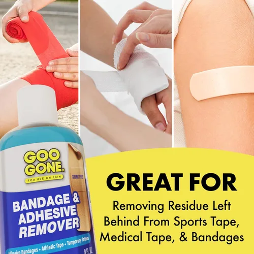 Vista 2 de Goo Gone Removedor de adhesivo para la piel, eliminación segura y sin dolor para residuos pegajosos de monitores de glucosa continuos, cinta KT