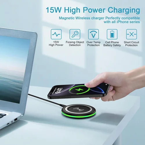 Vista 2 de Cargador inalámbrico Samsung de 15 W, almohadilla de carga rápida para Samsung Galaxy S26 S25 Edge S24 Ultra S23 S22 S21 S20 Z Flip 7 FE 6 5 4 3 Z