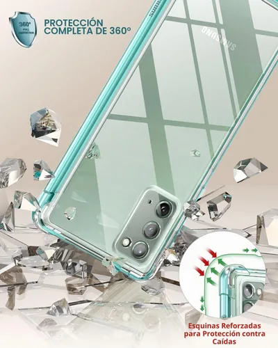Vista 6 de SURITCH Funda transparente para Samsung Galaxy Note 20 (solamente) de 6.7 pulgadas, [protector de pantalla integrado], protección de cuerpo Verde