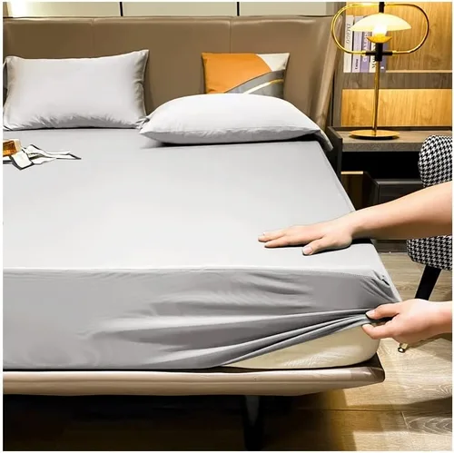 Vista 8 de Protector de colchón de satén impermeable para cama Super King con bolsillo profundo de hasta 11.81 pulgadas, tamaño Queen, King, Super King Azul