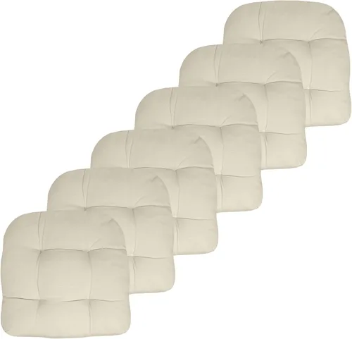 Vista 35 de Sweet Home Collection - Cojines para silla de patio y exterior, almohadillas prémium con relleno grueso y cómodo de fibra, mechones, 19 x 19 Negro