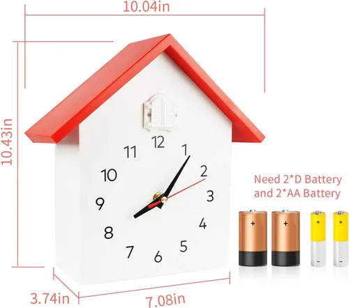 Vista 6 de KEYPOWER - Reloj de pared de cuco, sonidos naturales de pájaros o llamada de cuco, péndulo de reloj con diseño, casa de pájaros, arte de pared