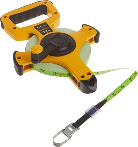 Vista 3 de Komelon 8811 - Cinta métrica de carrete abierto de retroceso rápido con hoja de fibra de vidrio recubierta de nylon doble, 100 pies por 1/2 pulgada