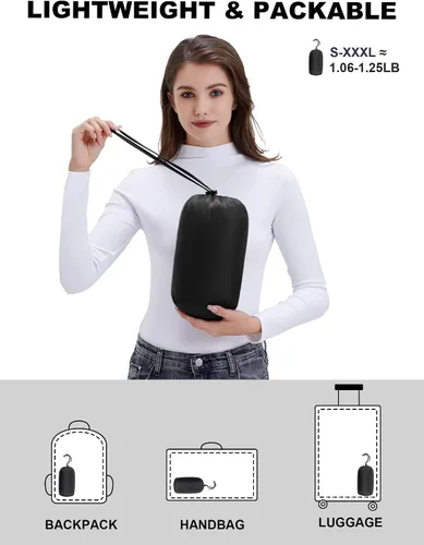 Vista 6 de ROYAL MATRIX Chaqueta acolchada plegable para mujer, ligera, cálida y acolchada con capucha desmontable