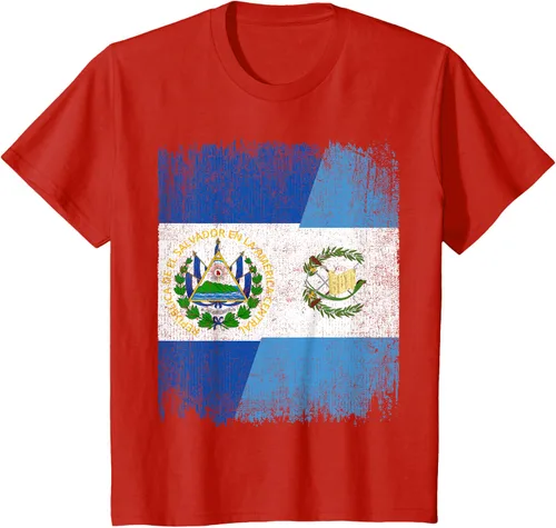 Vista 3 de Camiseta Half El Salvador Bandera de Guatemala con raíces guatemaltecas