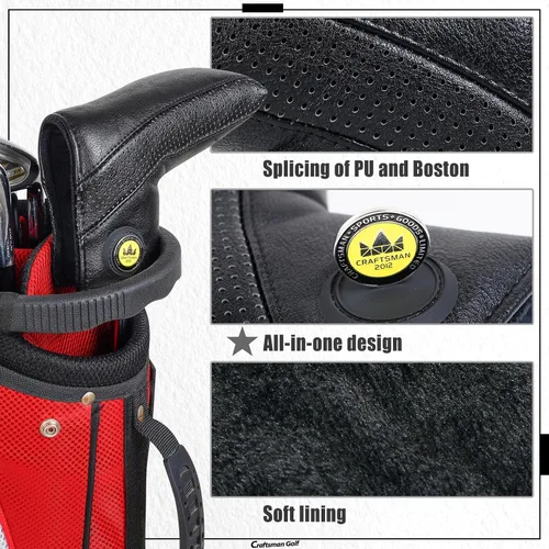 Vista 5 de Cubierta clásica duradera para cabeza de palo de golf Craftsman Golf para Driver, Maderas, Híbridos y Cubierta para putter de mazo de hoja