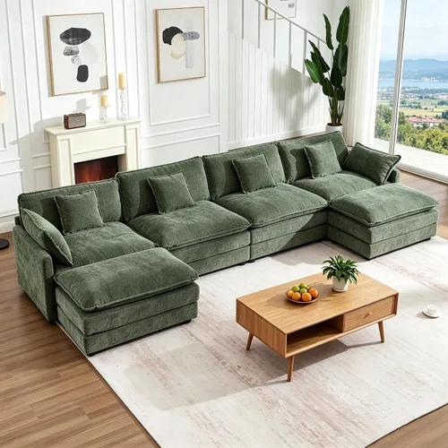 Vista 9 de Sofá modular modular con otomano: sofá moderno en forma de L de 76.7 pulgadas, cómodo sofá biplaza, sofá de 3 plazas de felpilla con almohada