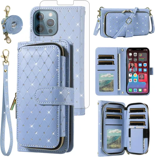 Vista 178 de Funda para teléfono iPhone 6 6S con cremallera y protector de pantalla con protector de pantalla, correa de cordón cruzado, ranura para iPhone 6 Six