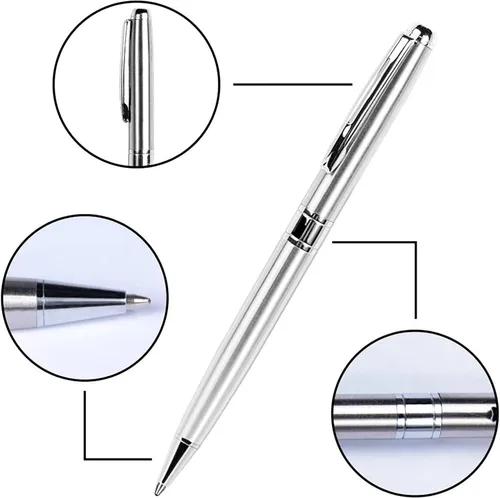 Vista 8 de Cambond Bolígrafos plateados – Bolígrafo giratorio de metal de tinta negra, punta media de 0.039 pulgadas para regalo, oficina, negocios, hombres