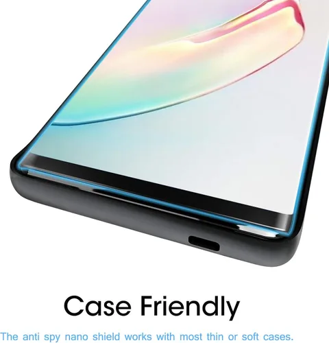 Vista 5 de Protector de pantalla de privacidad para Galaxy Note 20 Ultra, compatible con fundas, huellas dactilares disponibles, película suave para Samsung