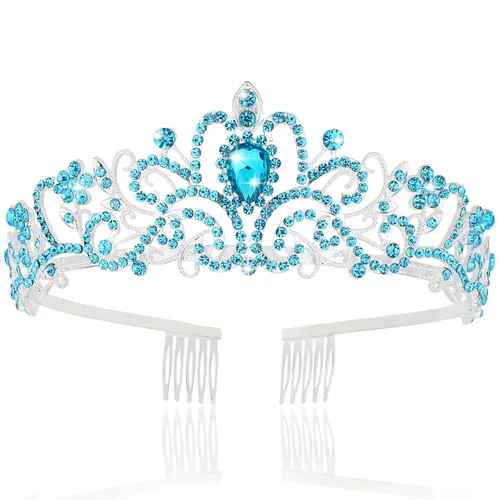 Vista 13 de KICOSY 296 956 Tiara y Coronas para Mujeres, 1 unidad (paquete de 1), Cristal Diamante falso A Sliver-AB